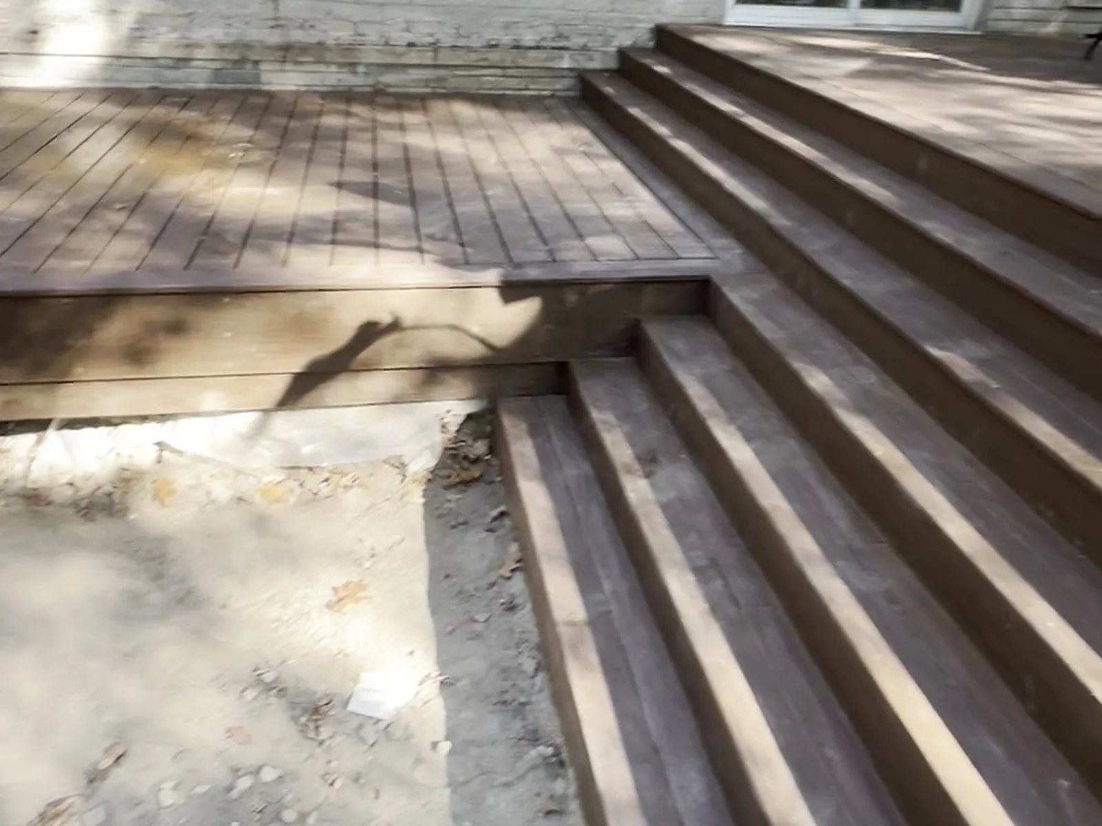 Composite deck stairs with closed risers off the main deck, Bloomfield Hills MI