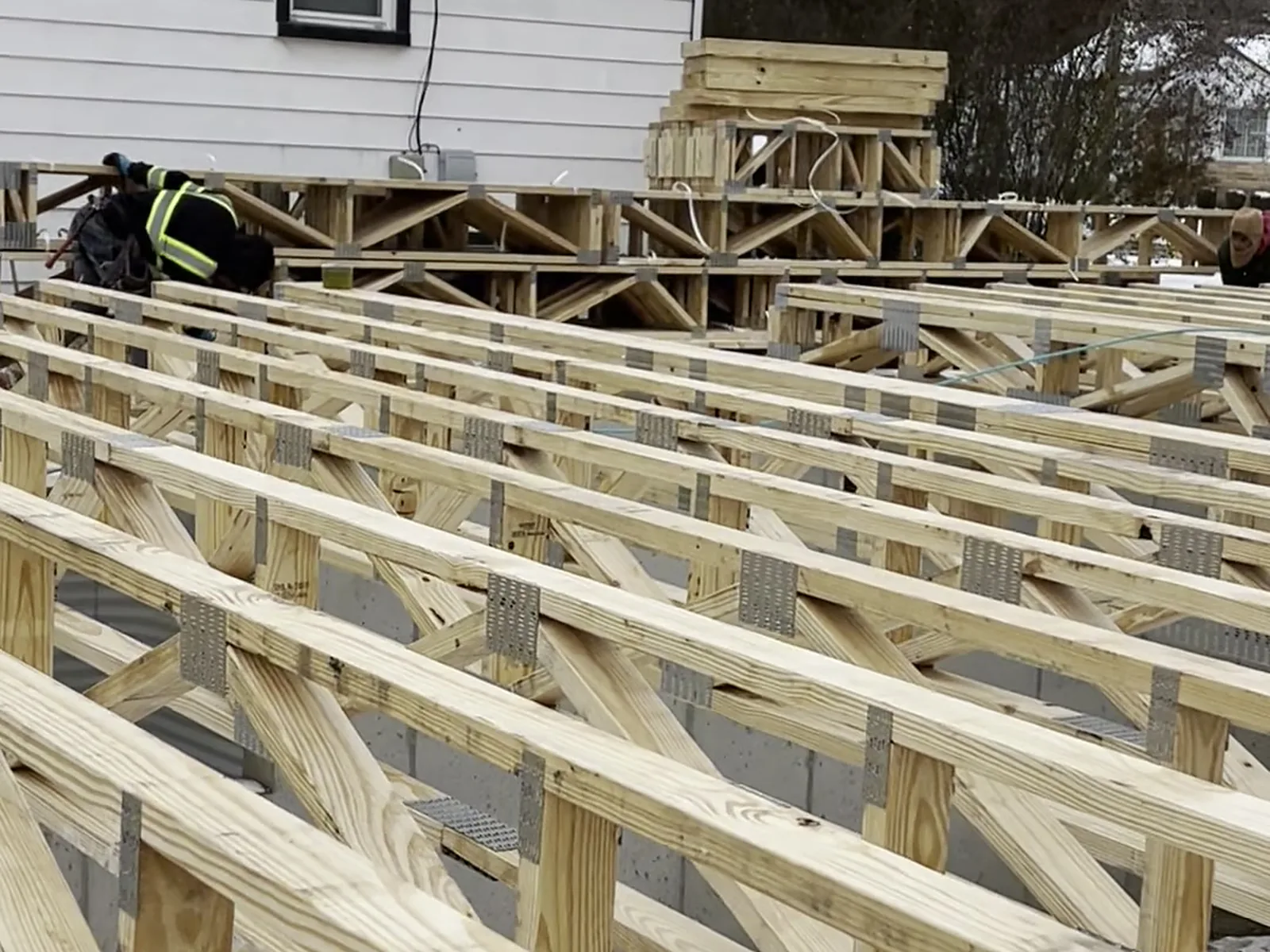 Floor truss system going down on a new home, Clawson MI