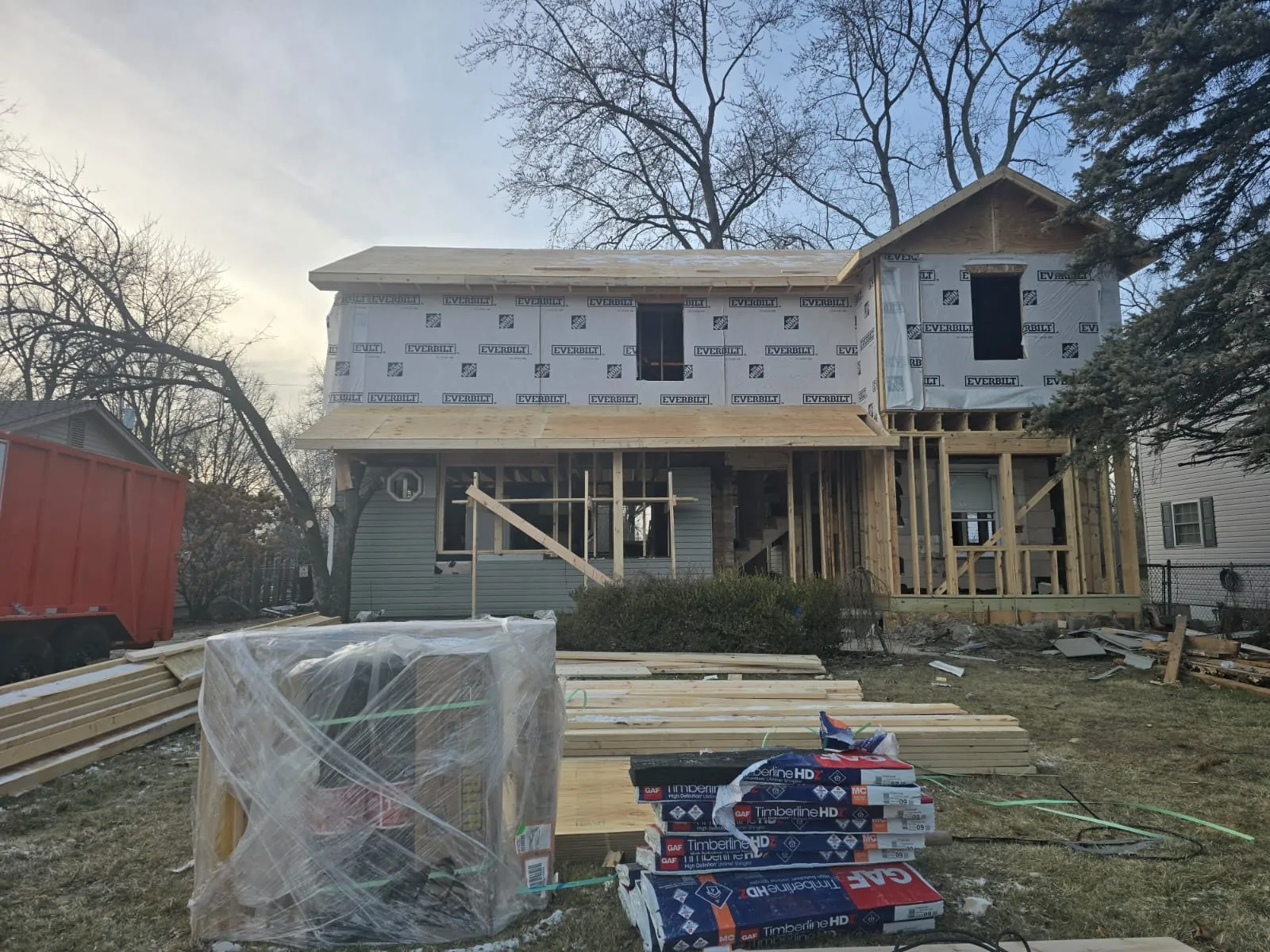 Second-story addition framed and wrapped over an existing home, Oakland County MI