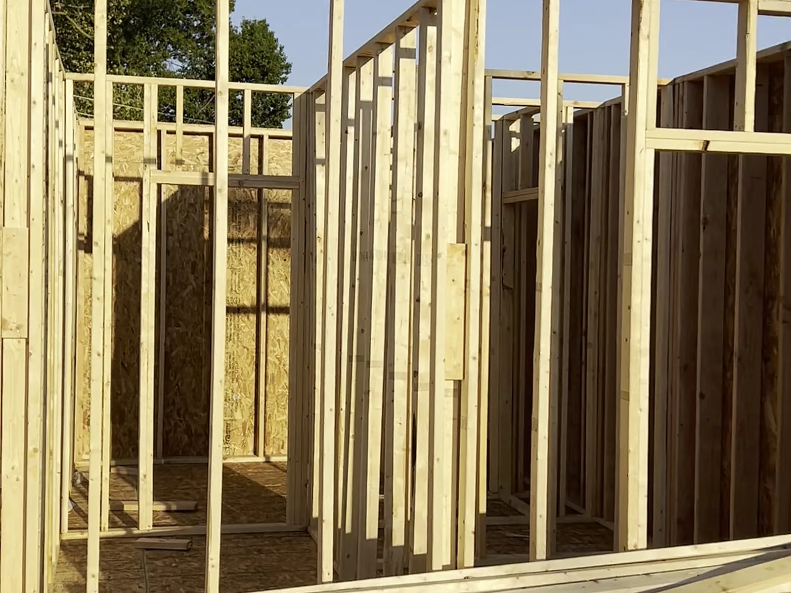 Exterior and interior walls framed, end of day, Berkley MI